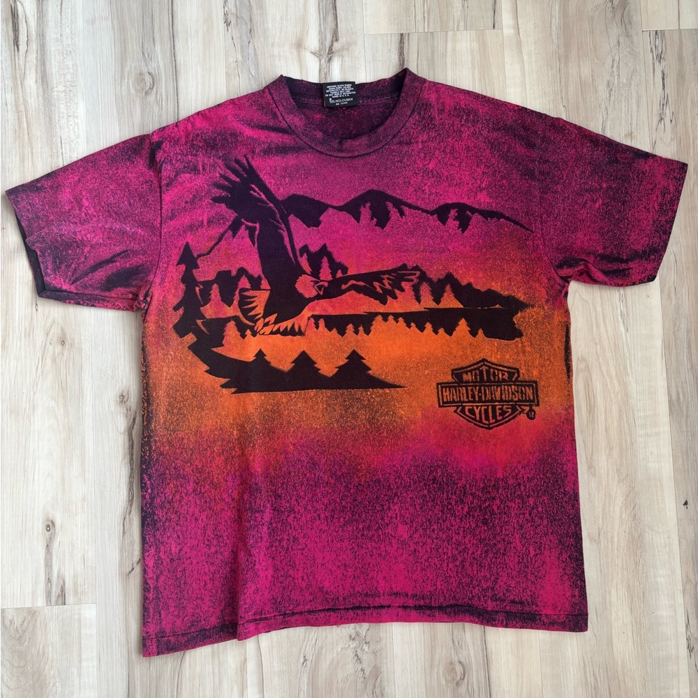 Harley-Davidson Men's Tee - Magenta and Orange